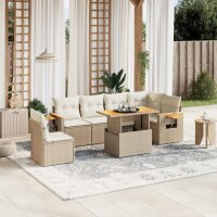 vidaXL 7-tlg. Garten-Sofagarnitur mit Kissen Beige Poly...