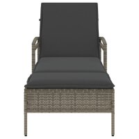 vidaXL Sonnenliege mit Auflage Grau 63x200x81 cm Poly Rattan