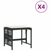 vidaXL Gartenhocker mit Kissen 4 Stk. Schwarz 41x41x36 cm...