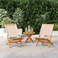 vidaXL Gartenst&uuml;hle 2 Stk. Beige Massivholz Akazie &amp; Stoff