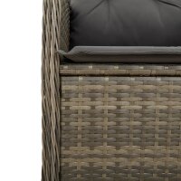 vidaXL Gartensessel Verstellbar mit Kissen Grau Poly Rattan