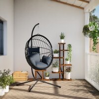 vidaXL H&auml;ngesessel Ei-Design mit St&auml;nder Anthrazit Rattan und Stahl