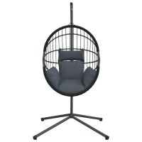 vidaXL H&auml;ngesessel Ei-Design mit St&auml;nder Anthrazit Rattan und Stahl