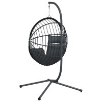 vidaXL H&auml;ngesessel Ei-Design mit St&auml;nder Anthrazit Rattan und Stahl