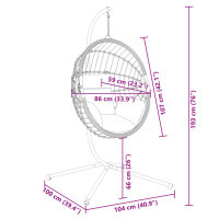 vidaXL H&auml;ngesessel Ei-Design mit St&auml;nder Anthrazit Rattan und Stahl