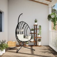 vidaXL H&auml;ngesessel Ei-Design mit St&auml;nder Beige Rattan und Stahl