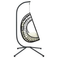 vidaXL H&auml;ngesessel Ei-Design mit St&auml;nder Beige Rattan und Stahl