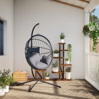 vidaXL H&auml;ngesessel Ei-Design mit St&auml;nder Grau Rattan und Stahl