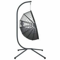 vidaXL H&auml;ngesessel Ei-Design mit St&auml;nder Grau Rattan und Stahl