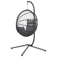 vidaXL H&auml;ngesessel Ei-Design mit St&auml;nder Grau Rattan und Stahl