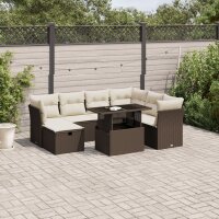 vidaXL 8-tlg. Garten-Sofagarnitur mit Kissen Braun Poly Rattan