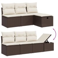 vidaXL 8-tlg. Garten-Sofagarnitur mit Kissen Braun Poly Rattan