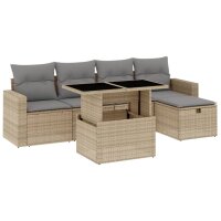 vidaXL 6-tlg. Garten-Sofagarnitur mit Kissen Beige Poly...