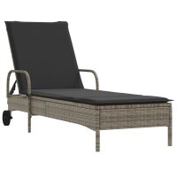 vidaXL Sonnenliegen mit Auflagen 2 Stk. Grau Poly Rattan