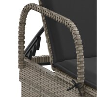 vidaXL Sonnenliegen mit Auflagen 2 Stk. Grau Poly Rattan