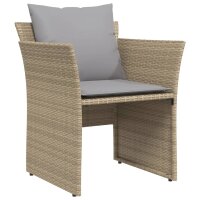 vidaXL Gartenstuhl mit Fu&szlig;hocker Beige Poly Rattan