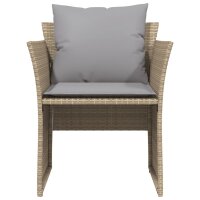 vidaXL Gartenstuhl mit Fu&szlig;hocker Beige Poly Rattan