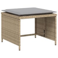 vidaXL Gartenstuhl mit Fu&szlig;hocker Beige Poly Rattan