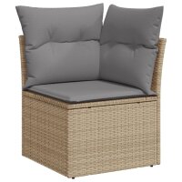 vidaXL 7-tlg. Garten-Sofagarnitur mit Kissen Beige Poly Rattan