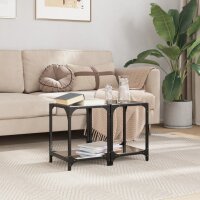 vidaXL Couchtische mit Glasplatte 2 Stk. Schwarz 30x30x40 cm Stahl