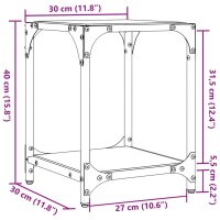 vidaXL Couchtische mit Glasplatte 2 Stk. Schwarz 30x30x40 cm Stahl