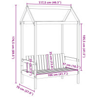 vidaXL Bank mit Dach 117,5x70x176,5 cm Massivholz Kiefer