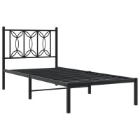 vidaXL Bettgestell mit Kopfteil Metall Schwarz 75x190 cm