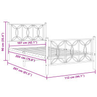 vidaXL Bettgestell mit Kopf- und Fu&szlig;teil Metall Wei&szlig; 107x203 cm