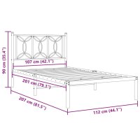 vidaXL Bettgestell mit Kopfteil Metall Schwarz 107x203 cm