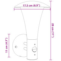 vidaXL Au&szlig;enwandleuchte mit Bewegungsmelder Schwarz Edelstahl