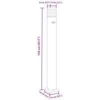 vidaXL Wegeleuchte mit Bewegungsmelder Schwarz 110 cm Aluminium