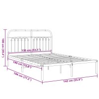 vidaXL Bettgestell mit Kopfteil Metall Wei&szlig; 135x190 cm