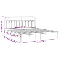 vidaXL Bettgestell mit Kopfteil Metall Wei&szlig; 193x203 cm