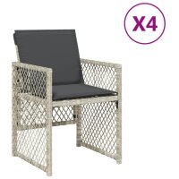 vidaXL Gartenst&uuml;hle mit Kissen 4 Stk. Hellgrau Poly Rattan