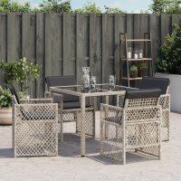 vidaXL Gartenst&uuml;hle mit Kissen 4 Stk. Hellgrau Poly Rattan