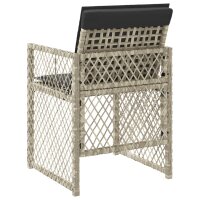 vidaXL Gartenst&uuml;hle mit Kissen 4 Stk. Hellgrau Poly Rattan