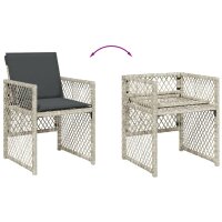 vidaXL Gartenst&uuml;hle mit Kissen 4 Stk. Hellgrau Poly Rattan