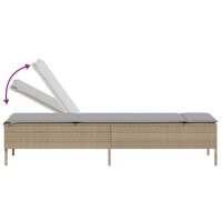 vidaXL Sonnenliegen mit Auflagen 2 Stk. Beige Poly Rattan