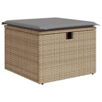 vidaXL 8-tlg. Garten-Sofagarnitur mit Kissen Beige Poly Rattan