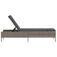 vidaXL Sonnenliege mit Auflage Grau Poly Rattan