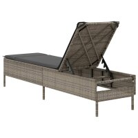 vidaXL Sonnenliege mit Auflage Grau Poly Rattan