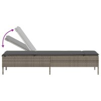 vidaXL Sonnenliege mit Auflage Grau Poly Rattan