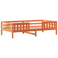 vidaXL Massivholzbett und Bank mit Dach Orange 90x200 cm Kiefernholz