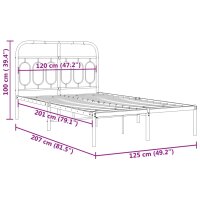 vidaXL Bettgestell mit Kopfteil Metall Schwarz 120x200 cm