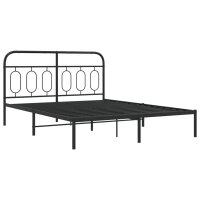 vidaXL Bettgestell mit Kopfteil Metall Schwarz 140x190 cm