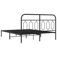 vidaXL Bettgestell mit Kopfteil Metall Schwarz 140x190 cm