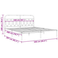 vidaXL Bettgestell mit Kopfteil Metall Schwarz 160x200 cm