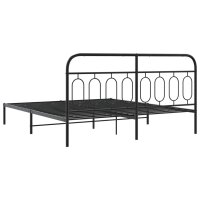 vidaXL Bettgestell mit Kopfteil Metall Schwarz 183x213 cm