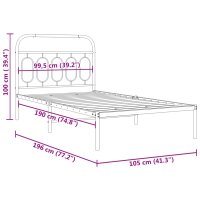 vidaXL Bettgestell mit Kopfteil Metall Wei&szlig; 100x190 cm