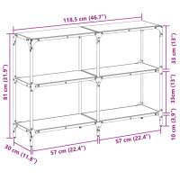 vidaXL Konsolentisch mit Glasplatte Transparent 118,5x30x81 cm Stahl